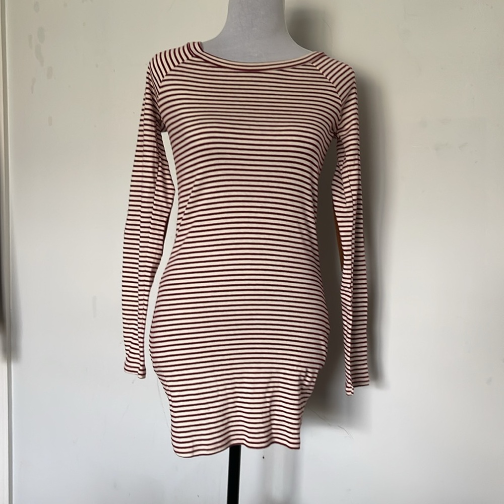 Forever 21 Burgundy and Cream Striped Tee